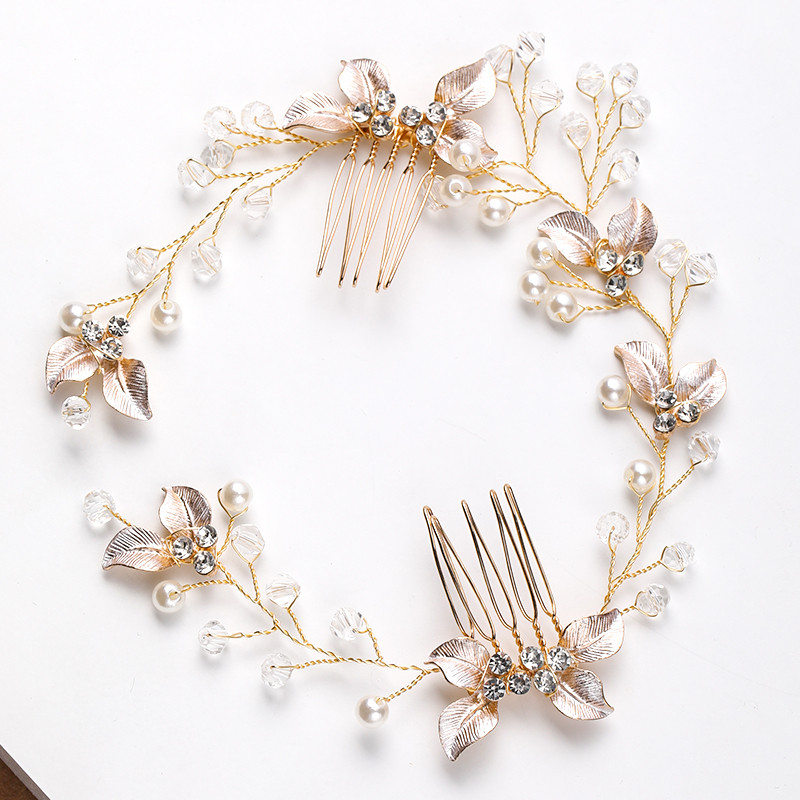 Pearl Leaf Comb Fejpánt Hajtartozékok Női Tiara Fejpánt Esküvői Kiegészítők Fejpánt a fejen