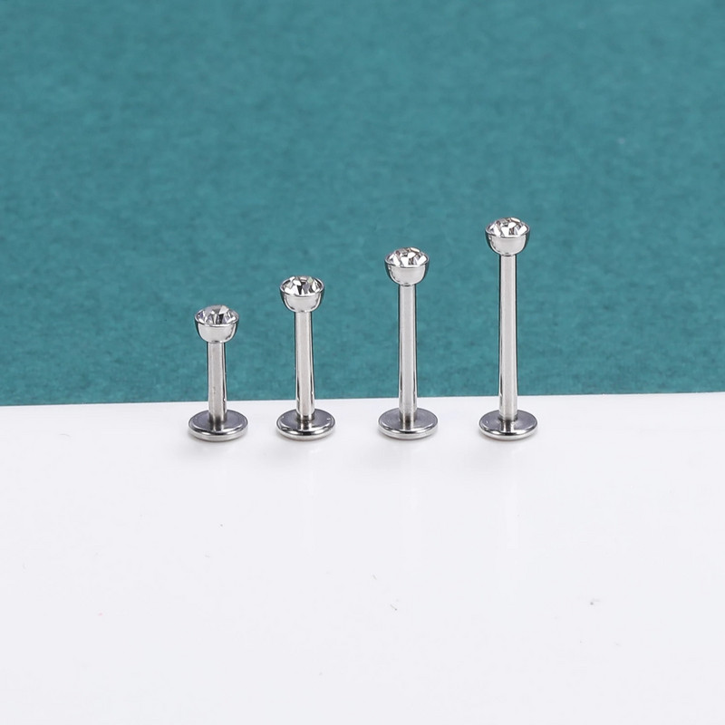 ZS 3 bucăți/lot cercel tragus din oțel inoxidabil inel pentru buze placat cu aur pentru cartilaj inel cu piercing labret de cristal 16G Helix cercel pentru femei