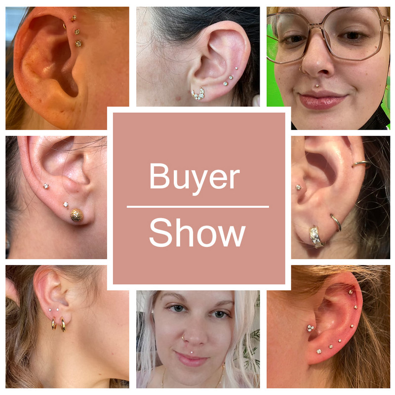 ZS 3 bucăți/lot cercel tragus din oțel inoxidabil inel pentru buze placat cu aur pentru cartilaj inel cu piercing labret de cristal 16G Helix cercel pentru femei