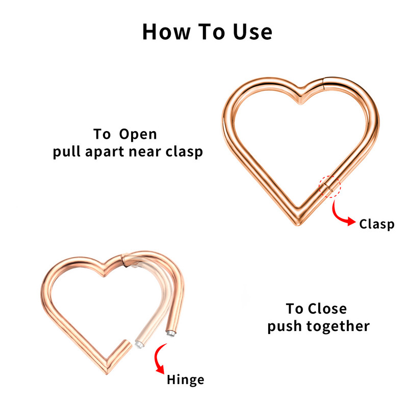 16G G23 Titan Inel pentru nas Daith Piercing Cercei Hoop Heart Clicker Helix Cartilage Tragus Bijuterii pentru corp pentru femei fete