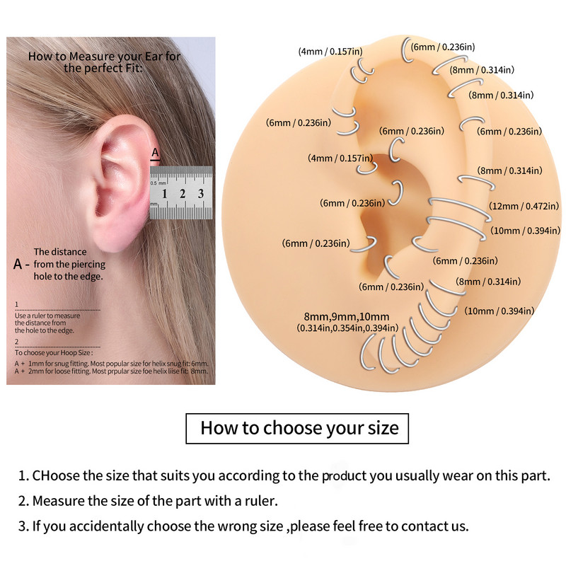 16G G23 Titan Inel pentru nas Daith Piercing Cercei Hoop Heart Clicker Helix Cartilage Tragus Bijuterii pentru corp pentru femei fete