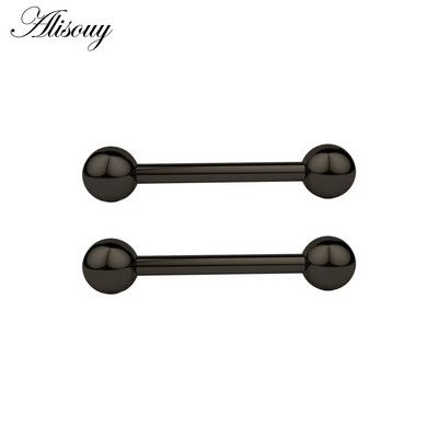 Alisouy 2 bucăți 14G din oțel inoxidabil femei lungi industriale barbell limba mamelon inel bar tragus helix ureche piercing bijuterii pentru corp