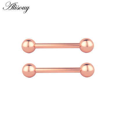 Alisouy 2 bucăți 14G din oțel inoxidabil femei lungi industriale barbell limba mamelon inel bar tragus helix ureche piercing bijuterii pentru corp