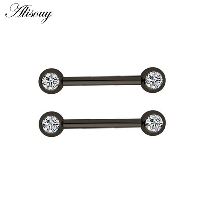 Alisouy 2 bucăți 14G din oțel inoxidabil femei lungi industriale barbell limba mamelon inel bar tragus helix ureche piercing bijuterii pentru corp