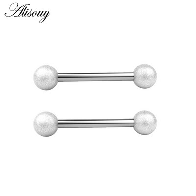 Alisouy 2 bucăți 14G din oțel inoxidabil femei lungi industriale barbell limba mamelon inel bar tragus helix ureche piercing bijuterii pentru corp