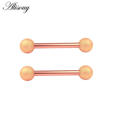Alisouy 2 bucăți 14G din oțel inoxidabil femei lungi industriale barbell limba mamelon inel bar tragus helix ureche piercing bijuterii pentru corp