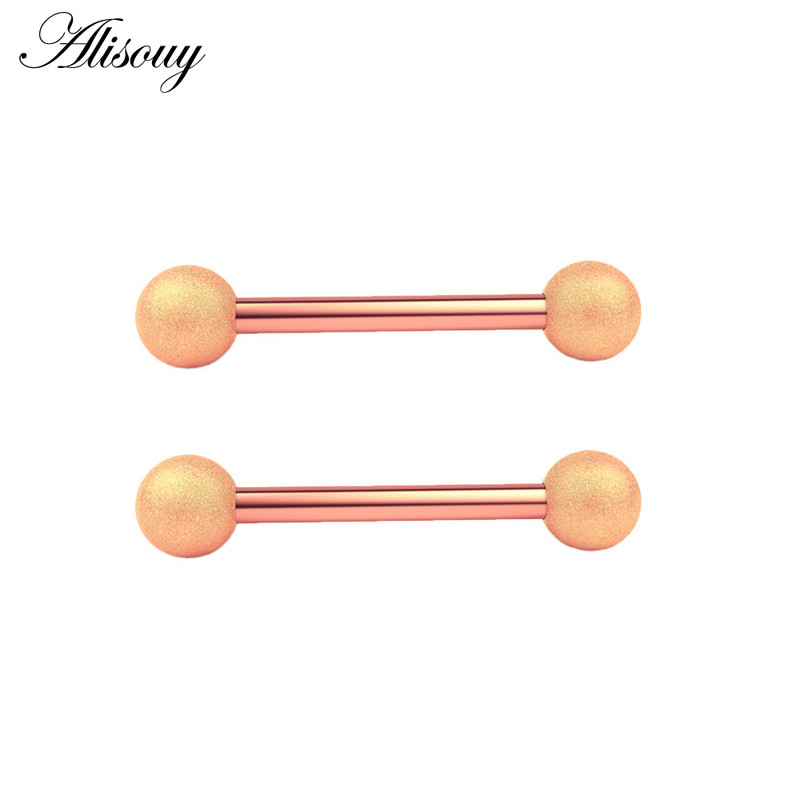 Alisouy 2 bucăți 14G din oțel inoxidabil femei lungi industriale barbell limba mamelon inel bar tragus helix ureche piercing bijuterii pentru corp