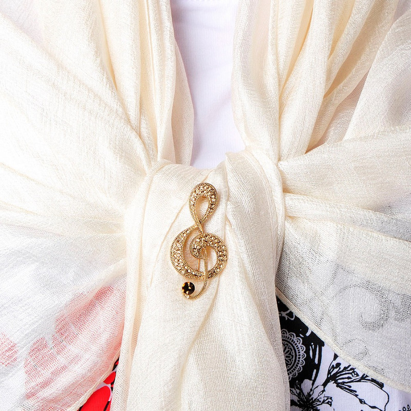 Bájos nagy retro zenei hangjegy Vintage ékszerek ezüstös kristály bross antik Fleur De Lis broche Coroa női tűs blúz CC