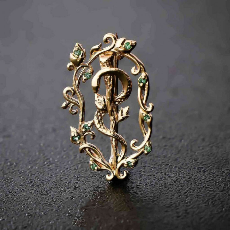 Hanreshe cvijet zmija štap Asklepije broš s umetnutim kristalima luksuzni rever kaducej pribadače značke liječnik medicinska sestra medicinski nakit