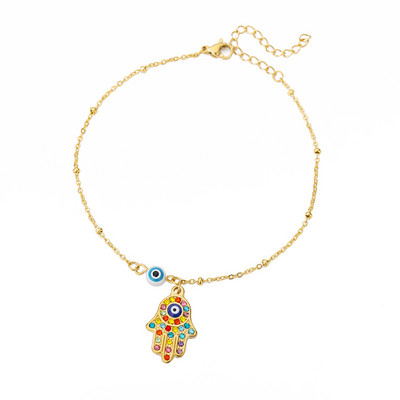 Turkish Evil Eye bokalánc karkötők női férfiaknak rozsdamentes acél Hamsa kézi bokalánc karkötő lábon Boho ékszer kiegészítők