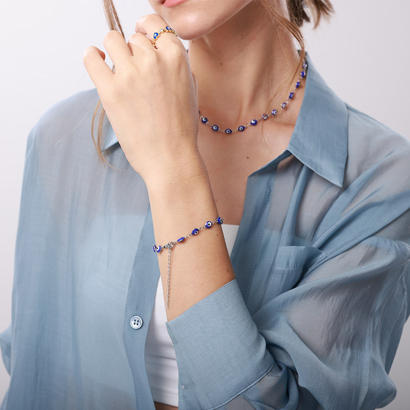 Turkish Evil Eye bokalánc karkötők női férfiaknak rozsdamentes acél Hamsa kézi bokalánc karkötő lábon Boho ékszer kiegészítők