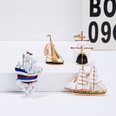Broșe vintage cu barca cu pânze pentru femei, la modă cool, email cu stras, broșă antică pentru bărci, ace, insignă pentru blugi, bijuterii, cadouri pentru prieteni