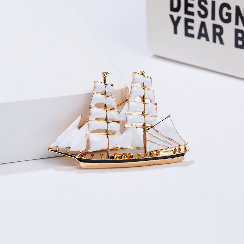 Broșe vintage cu barca cu pânze pentru femei, la modă cool, email cu stras, broșă antică pentru bărci, ace, insignă pentru blugi, bijuterii, cadouri pentru prieteni