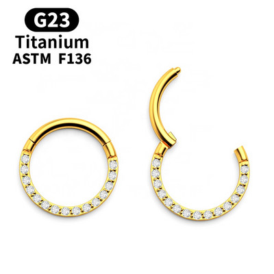 G23 Titanium Daith Naušnice Obruč CZ Zglobni segment Kliker Prsten za nos Bradavica Ušna hrskavica Tragus usne Nit Piercing Nakit za tijelo