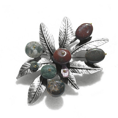 Broșe Morkopela Vintage din piatră naturală pentru femei Broșă cu flori mari pentru costum, ace rochie, bijuterii de modă, ace de petrecere, accesorii