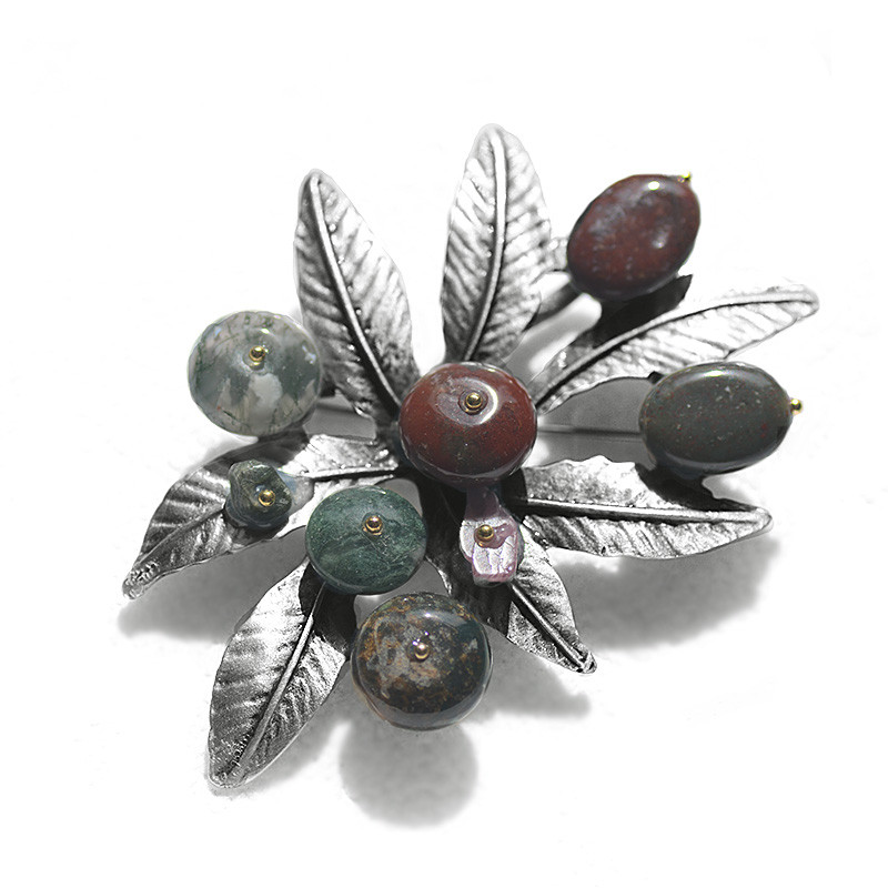 Broșe Morkopela Vintage din piatră naturală pentru femei Broșă cu flori mari pentru costum, ace rochie, bijuterii de modă, ace de petrecere, accesorii