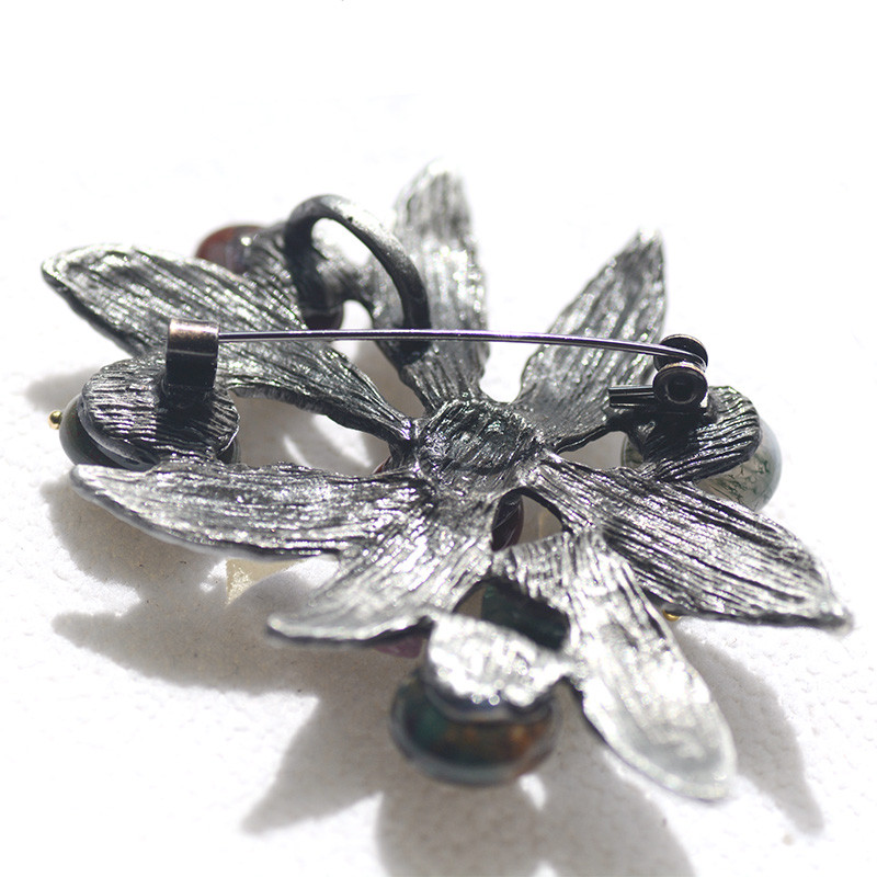 Broșe Morkopela Vintage din piatră naturală pentru femei Broșă cu flori mari pentru costum, ace rochie, bijuterii de modă, ace de petrecere, accesorii