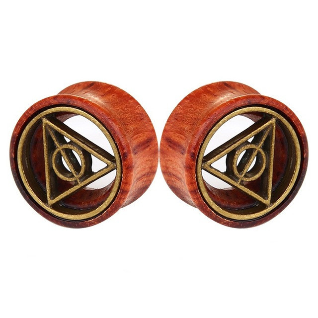 1 pereche de dopuri pentru urechi din lemn de flori și carne de tunel, 6-20 mm, dop de tunel de urechi din lemn de arbore de viață, dopuri pentru targă pentru urechi