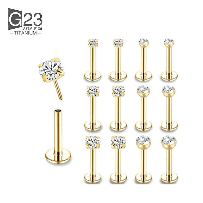 10 buc 20/18/16g G23 Titan Piercing CZ Lip Labre Cercei Set Lip Stud Ring Tragus Free Spiral Cartilage Bijuterii pentru femei