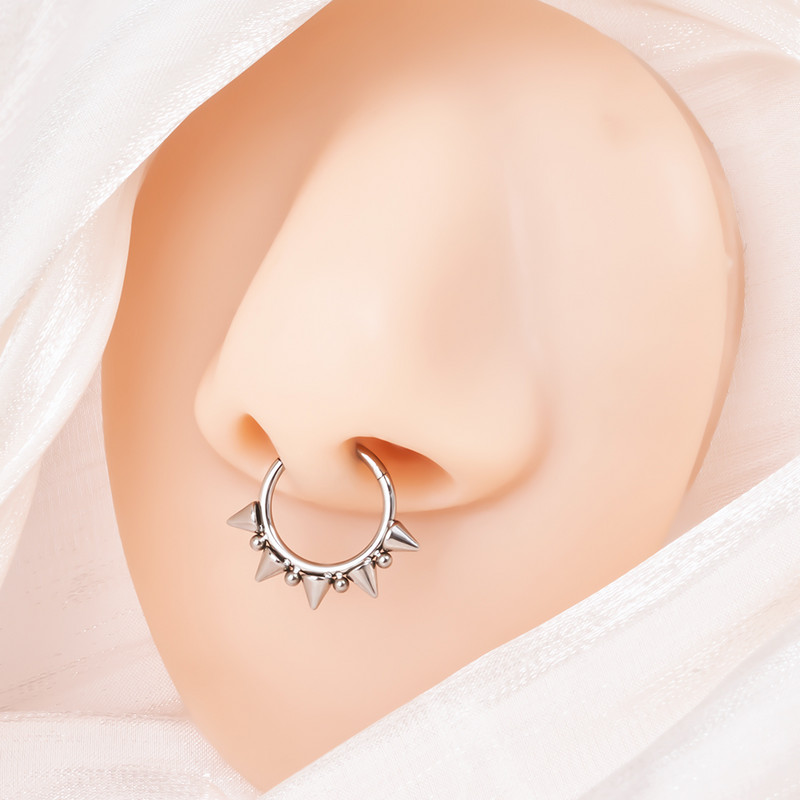 Titán G23 kúpos tüske patkó kör alakú septum orrgyűrű műtéti mellbimbó karika orrszövény Szemöldök fül piercing testékszer