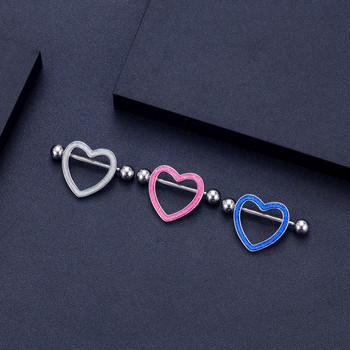 2 бр. Титаниева мечка, висяща пиърсинг за зърна 14G Flower Heart Shield Bar Barbell Nipple Ring Piercing Nombril Покривало за гърди Бижута