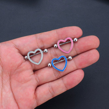 2 бр. Титаниева мечка, висяща пиърсинг за зърна 14G Flower Heart Shield Bar Barbell Nipple Ring Piercing Nombril Покривало за гърди Бижута