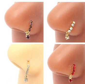 Piercing Jewelry νέα που φθάνει από ανοξείδωτο ατσάλι απλό καρφί μύτης Oval Link Chain Nose Ring πέτρινο δαχτυλίδι μύτη με κρίκο για γυναίκες κοσμήματα