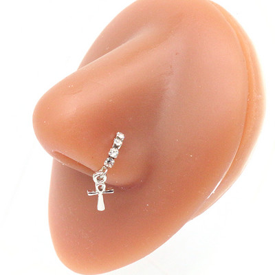 Bijuterii piercing nou sosire din oțel inoxidabil simplu nas stud oval link lanț nas inel piatră cerc inel nas pentru femei bijuterii