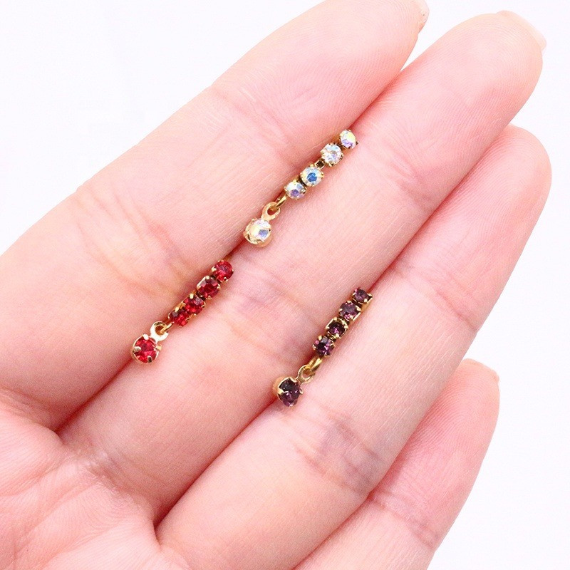 Bijuterii piercing nou sosire din oțel inoxidabil simplu nas stud oval link lanț nas inel piatră cerc inel nas pentru femei bijuterii