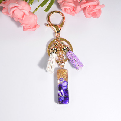 Brelocuri rafinate din rășină cu 26 de litere Brelocuri pentru femei, de culoare auriu violet, ornamente pentru genți, accesorii, brelocuri cu ciucuri