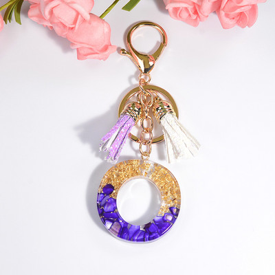 Brelocuri rafinate din rășină cu 26 de litere Brelocuri pentru femei, de culoare auriu violet, ornamente pentru genți, accesorii, brelocuri cu ciucuri