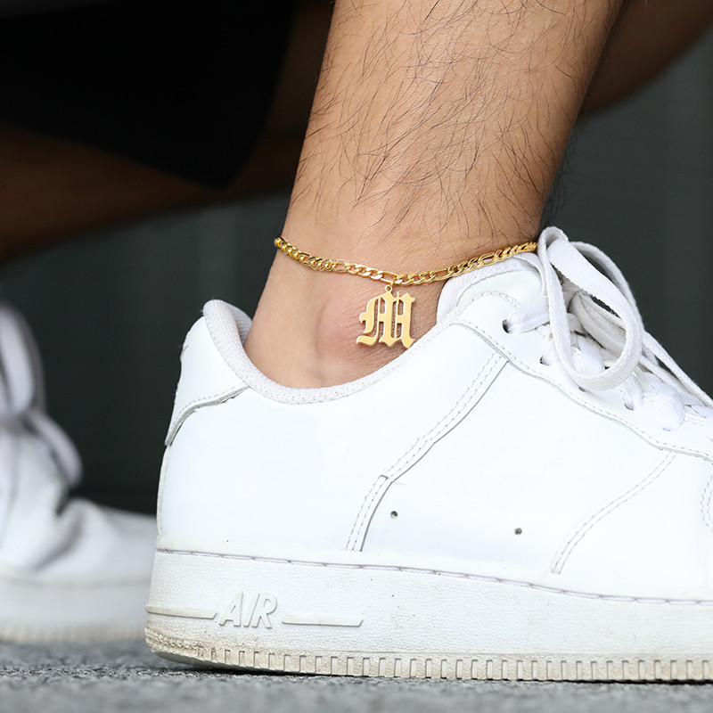 Brățară de gleznă inițială AZ pentru femei din oțel inoxidabil Brățară de gleznă cu scrisoare engleză veche Accesorii de vară Bijuterii pentru picioare la vânzare