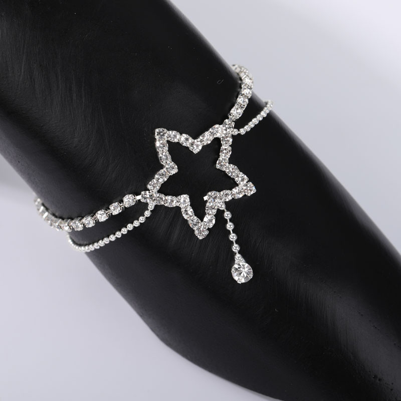 Gležnjače u obliku srca od cirkona za žene Ljetna plaža Sandale za bosonoge Dodaci Pentagram Šarm Lanac za noge Narukvica Modni nakit Poklon