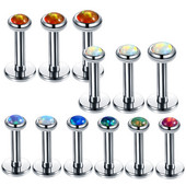 3db/tétel Acél belső menet Opál kő fül Helix Tragus súlyzó piercing Opál Labret Stud ajakgyűrűk szexi lányok ékszer 16g