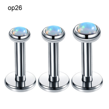 3 бр./лот Стоманена вътрешна резба Опалов камък Ухо Helix Tragus Barbell Пиърсинг Opal Labret Stud Lip Rings Sexy Girls Jewelry 16g