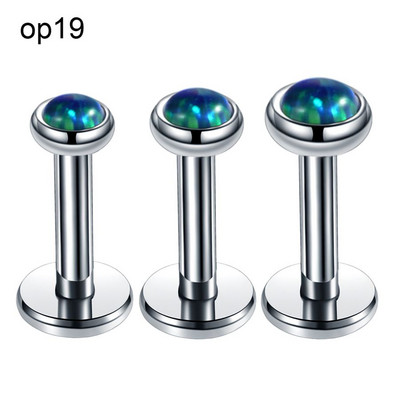 3db/tétel Acél belső menet Opál kő fül Helix Tragus súlyzó piercing Opál Labret Stud ajakgyűrűk szexi lányok ékszer 16g