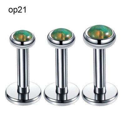 3db/tétel Acél belső menet Opál kő fül Helix Tragus súlyzó piercing Opál Labret Stud ajakgyűrűk szexi lányok ékszer 16g