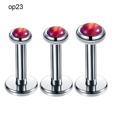 3db/tétel Acél belső menet Opál kő fül Helix Tragus súlyzó piercing Opál Labret Stud ajakgyűrűk szexi lányok ékszer 16g