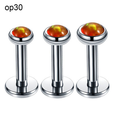 3db/tétel Acél belső menet Opál kő fül Helix Tragus súlyzó piercing Opál Labret Stud ajakgyűrűk szexi lányok ékszer 16g