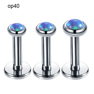 3db/tétel Acél belső menet Opál kő fül Helix Tragus súlyzó piercing Opál Labret Stud ajakgyűrűk szexi lányok ékszer 16g