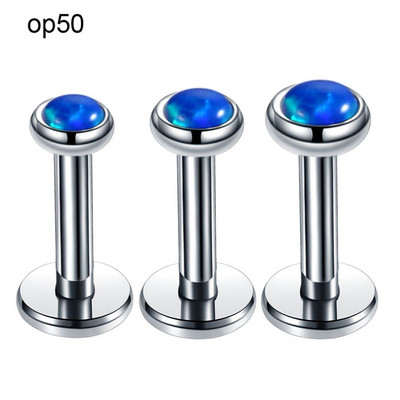 3db/tétel Acél belső menet Opál kő fül Helix Tragus súlyzó piercing Opál Labret Stud ajakgyűrűk szexi lányok ékszer 16g