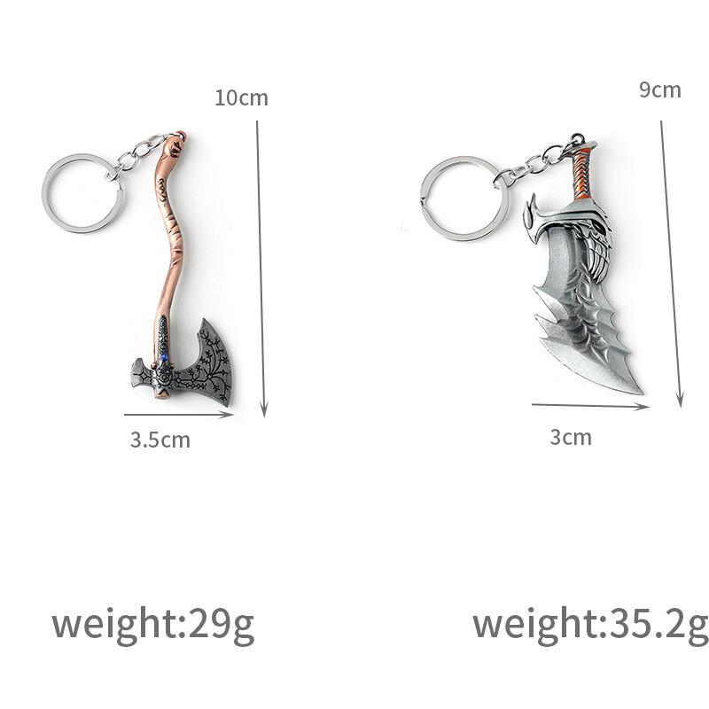 Noul God of War 4 Kratos Weapon Blades of Chaos Axe Sabie Breloc Pandantiv Breloc bijuterii Bărbați Femei Lanț chei mașină Accesorii