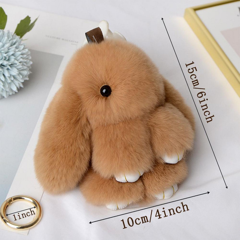 Új Rex nyúl szőr cuki állat nyuszi pom golyós játék kézitáska medál aranyos plüss nyuszi kulcstartó nyúl prémes medál fiú lány lánynak