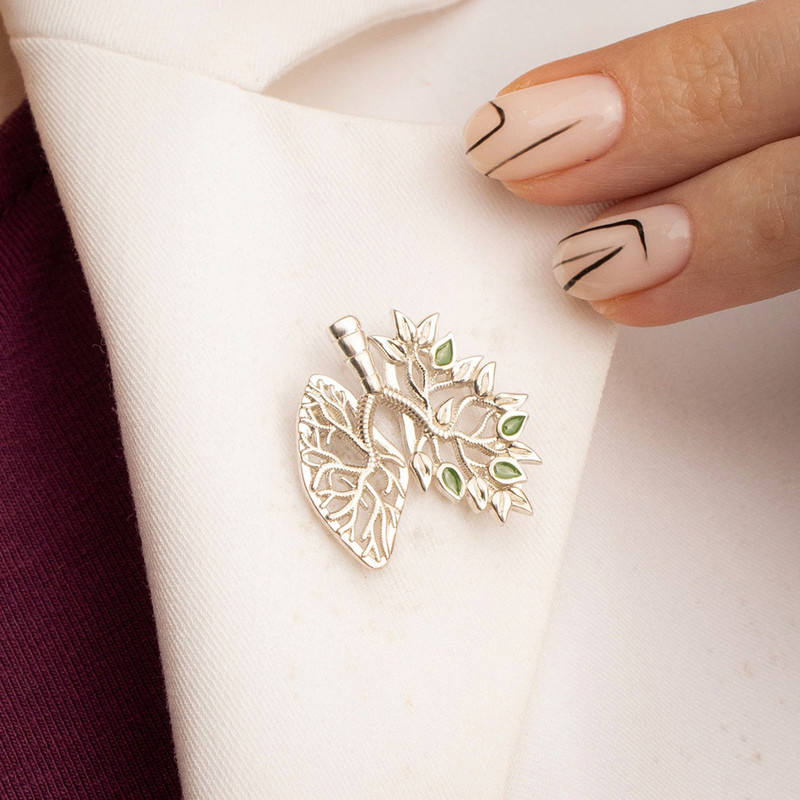 Hanreshe meditsiinilise kopsurevääri prossinõel Uudsed lillelised kopsud hõbetatud rinnamärgid anatoomia ehted, kingitus arstiõele