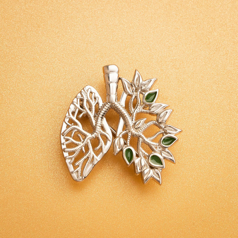 Hanreshe meditsiinilise kopsurevääri prossinõel Uudsed lillelised kopsud hõbetatud rinnamärgid anatoomia ehted, kingitus arstiõele