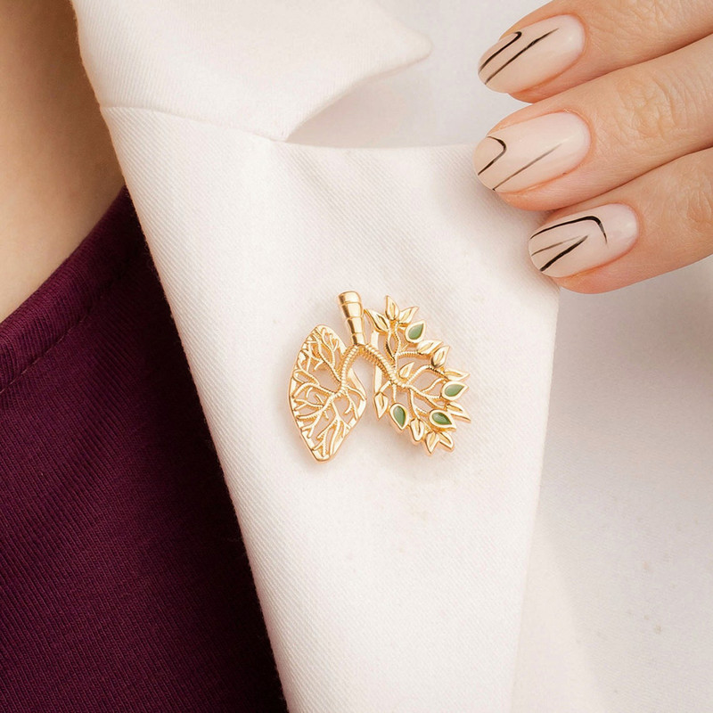 Hanreshe meditsiinilise kopsurevääri prossinõel Uudsed lillelised kopsud hõbetatud rinnamärgid anatoomia ehted, kingitus arstiõele