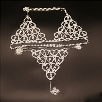 Χονδρική πώληση σέξι στρας με αλυσίδα για εσώρουχα Σετ καρδιές Σώμα κοσμήματα για γυναίκες Μόδα μπικίνι Εσώρουχα Bling Κρυστάλλινο Σουτιέν στρινγκ