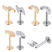 G23 Prsten za usne od titana Labret Naušnica Nit CZ Popločani Tragus Helix Munja Mjesečevo Oko Uho Hrskavica Niti Nakit za piercing bradavice