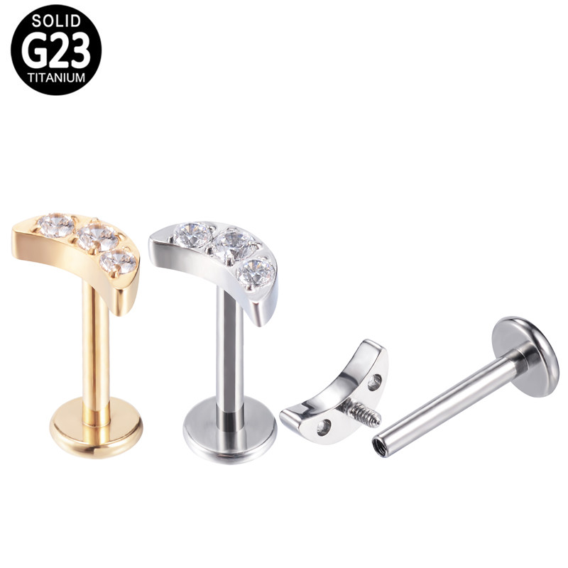 G23 Prsten za usne od titana Labret Naušnica Nit CZ Popločani Tragus Helix Munja Mjesečevo Oko Uho Hrskavica Niti Nakit za piercing bradavice