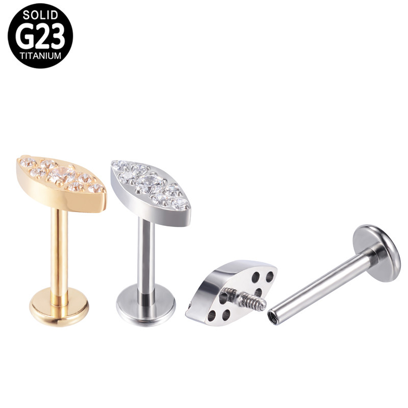 G23 Prsten za usne od titana Labret Naušnica Nit CZ Popločani Tragus Helix Munja Mjesečevo Oko Uho Hrskavica Niti Nakit za piercing bradavice